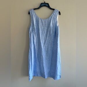 HIHO Ginnie Linen Sleeveless Shift Dress in Blue Chambray, size L